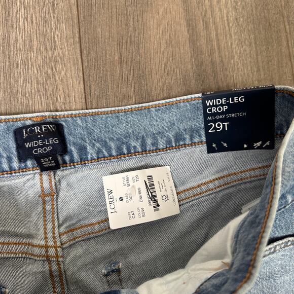 J Crew Wide Leg Crop All Day Stretch Denim Jeans US Women's 29 Tall New - Picture 4 of 6